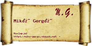 Mikó Gergő névjegykártya